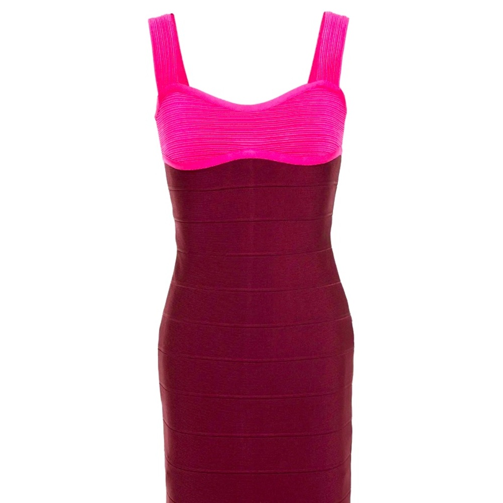 Herve Leger Paris Color-block Bandage Mini Dress